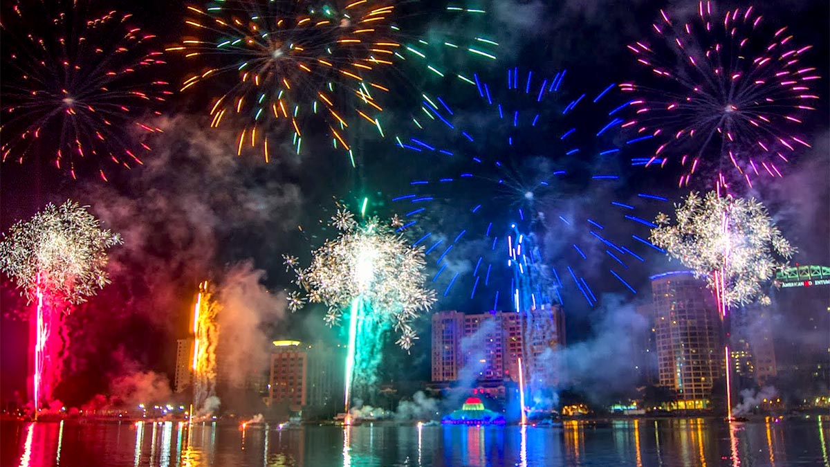 Fireworks at the Fountain Orlando Fireworks Show 4th of July 2022