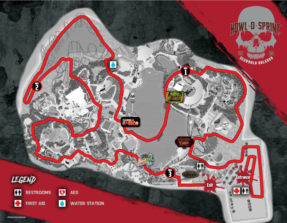 SeaWorld Howl-O-Sprint Map